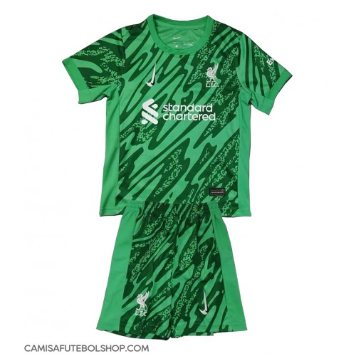 Camisa de time de futebol Liverpool Goleiro Replicas 2º Equipamento Infantil 2024-25 Manga Curta (+ Calças curtas)